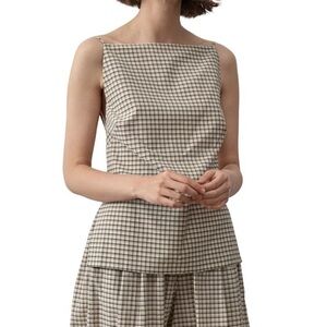 ST AGNI BACKLESS SQUARE NECK TOP BIJOU CHECK SIZE L